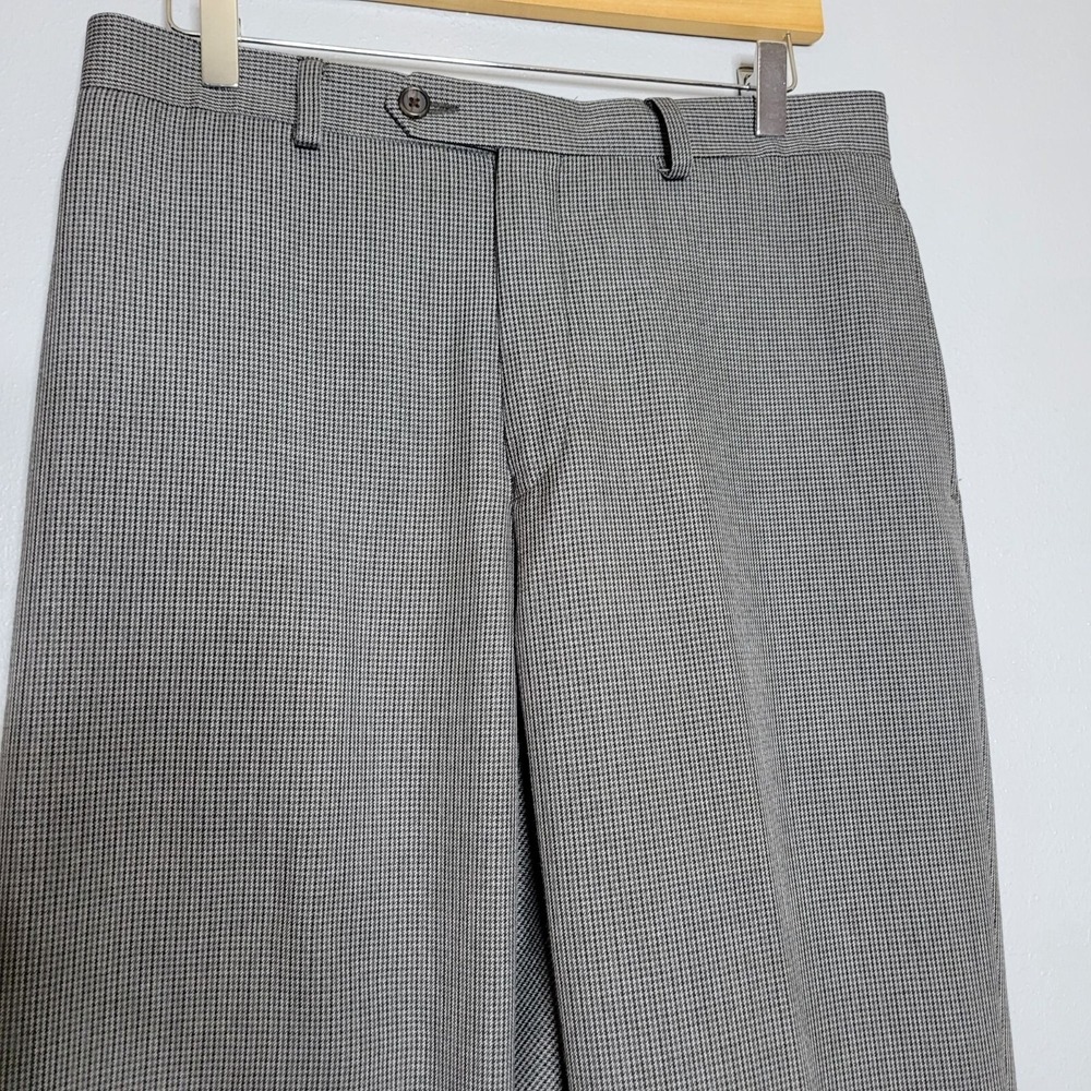 Ralph Lauren Dress Pants Mens Grey Houndstooth Flat Front Washable Trousers - Picture 5 of 7